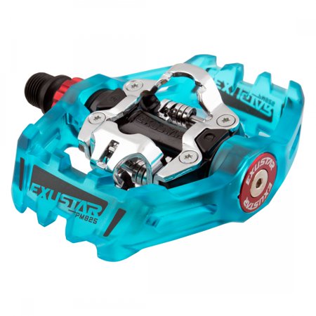 Exustar PM825 Dual Sided Clipless Platform Pedals SPD 9/16 Aluminum Blue/Silver