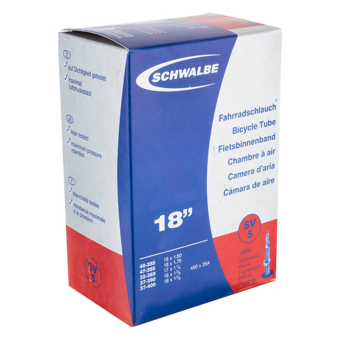 Schwalbe Standard Presta Valve Inner Tube - 18x1.25-1.85 40mm