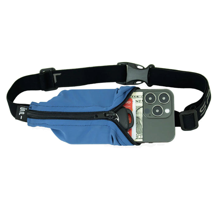 SpiBelt Running Belt Steel Blue With Black Zipper